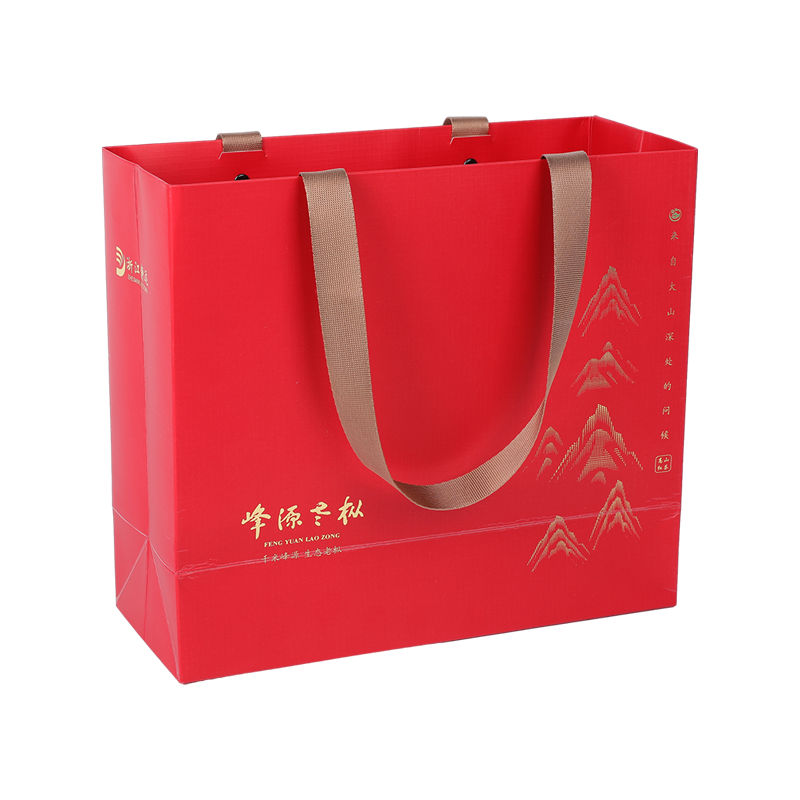 Luxury Foldable Tea Gift Paper Retailing Bags With Handle